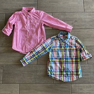 Boys Gap Kids Button Down Dress Shirt (Gingham & Plaid) - Set of 2